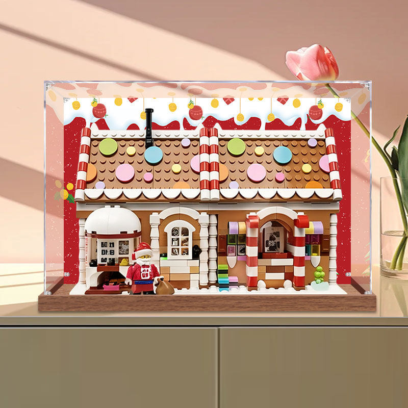 [กล่องแสดงโปร่งใส] วันหยุดบ้านขนมปังขิงกล่องแสดงอะคริลิคเหมาะสําหรับเลโก้ 40809 บล็อกตัวต่อกล่องป้อง