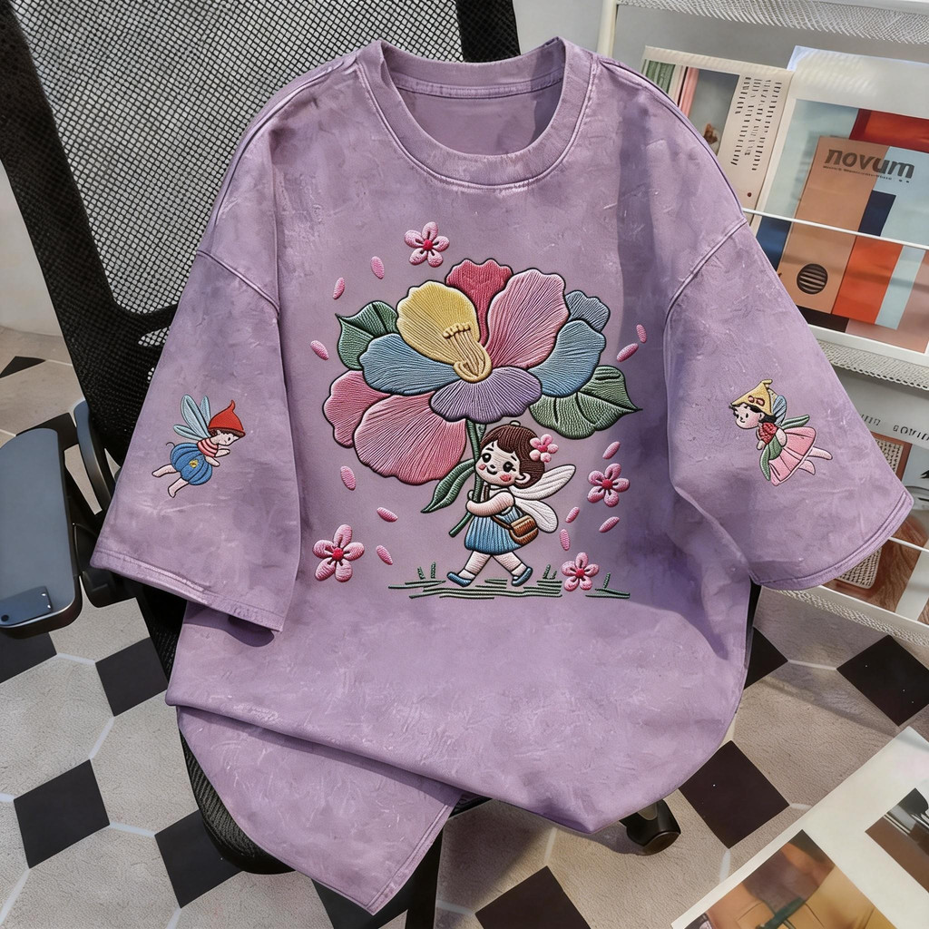 TEE·SHOP🍀เสื้อยืด oversize เสื้อเท่ๆ เกาหลี "FAIRY" เสื้อแฟชั่นใ เกาหลีสไตล์ พิมพ์ลาย ผ้านิ่มใส่สบาย S-3XL COD📦