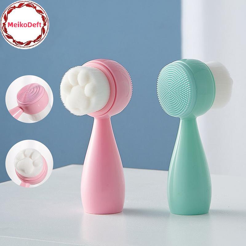 MeikoDeft ซิลิกาเจลแปรงผิวหน้า Double Sided Facial Cleanser Blahead Removing ผลิตภัณฑ์ Pore Cleaner Exfoliating Facial Brush Face Brush TH