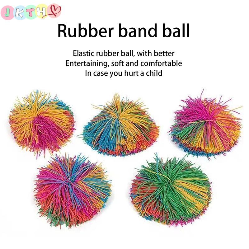 JKTH สีสัน Bouncy Stress Balls Rainbow Sensory Stringy Balls เด็กยืด JKK