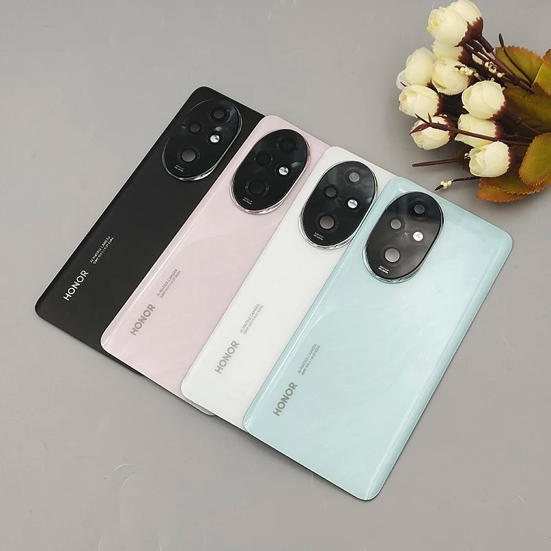 Original กระจกฝาหลังประตูสําหรับ Honor 200 Pro ฝาครอบแบตเตอรี่ด้านหลังพร้อมเลนส์กล้องและกาวสําหรับ Honor 200Pro ELP-NX9