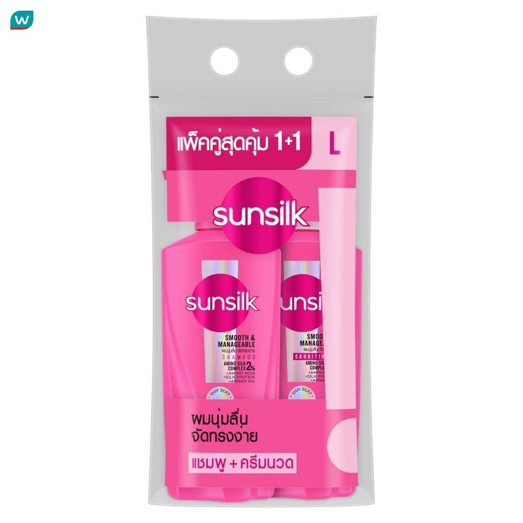Sunsilk ซันซิล สมูท แอนด์ เมเนจเจเบิ้ล แอคทีฟ-อินฟิวส์ชั่น แชมพู 325มล.+คอนดิชันเนอร์ 300มล.
