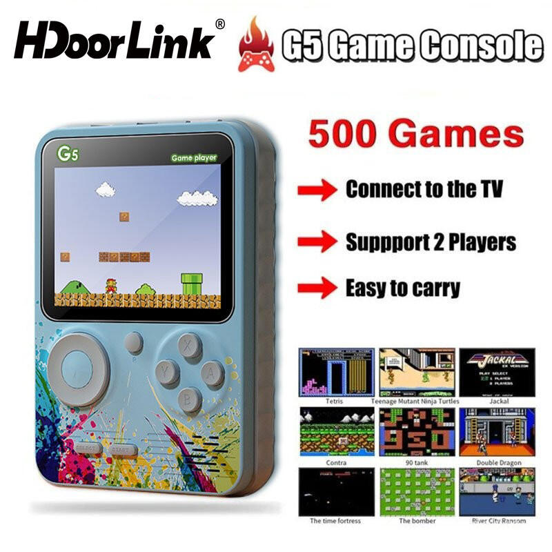 HdoorLink G5 Mini เกมคอนโซลมือถือ 500 เกมเกมแพดแบบพกพาพร้อมหน้าจอ LCD 3.0in