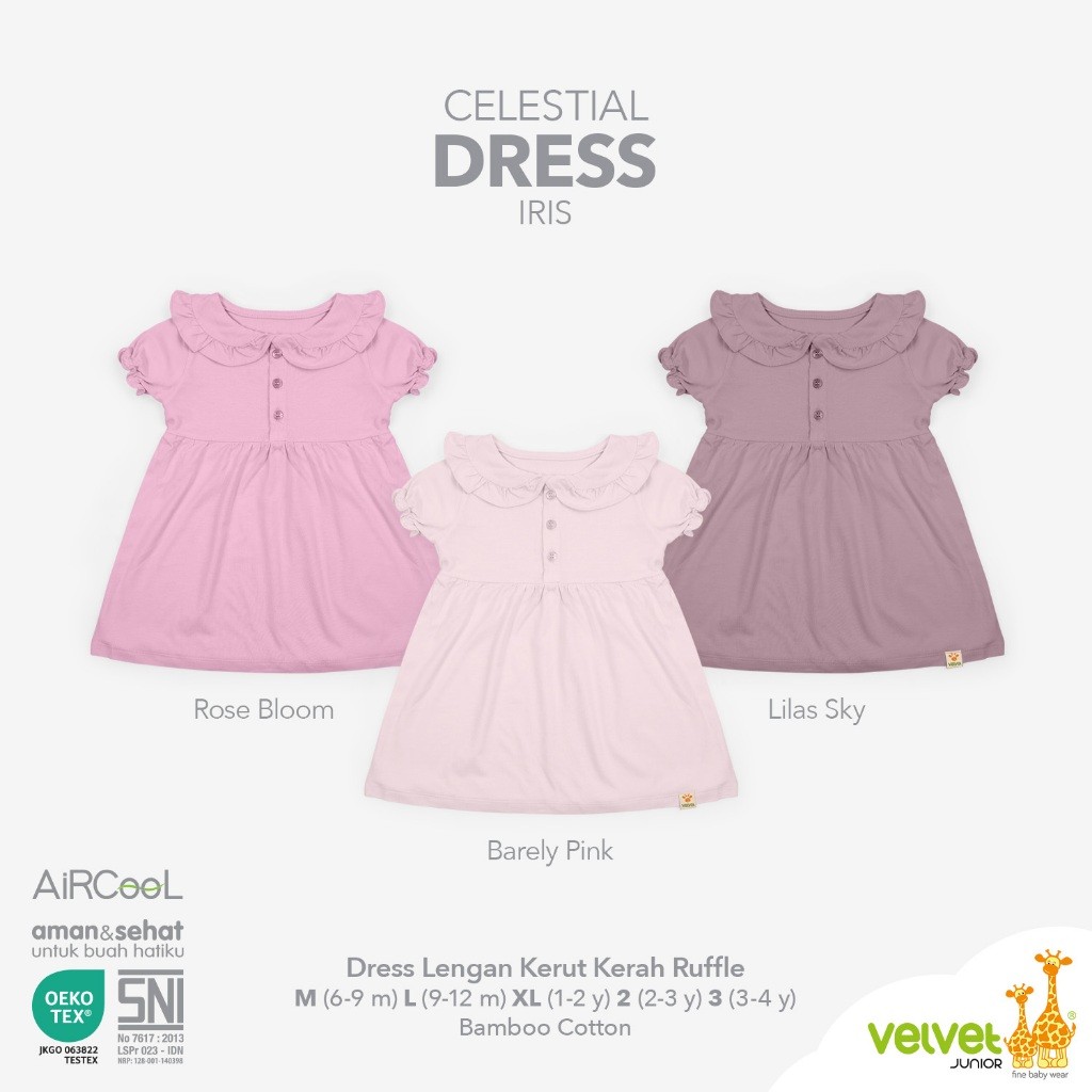 ชุดเดรสคอปก Velvet Junior Celestial Ruffle Iris | 2