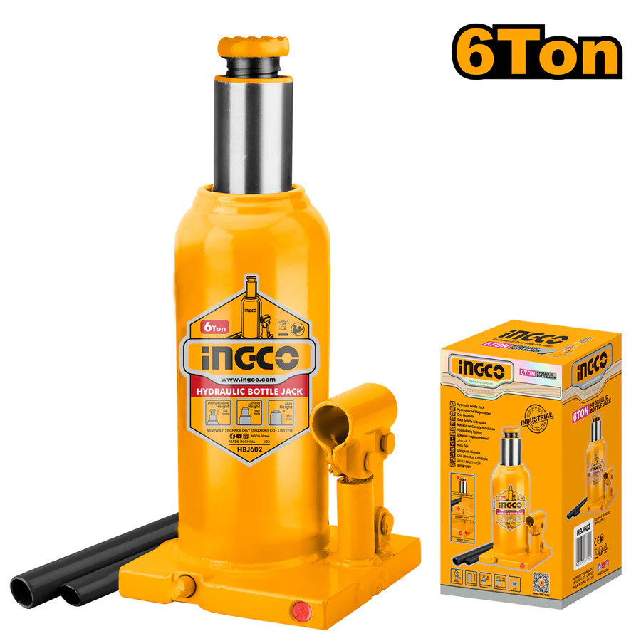 INGCO แม่แรงกระปุก 6 ตัน รุ่น HBJ602 มีวาล์วนิรภัย ป้องกันยกเกิน (210-410mm) แม่แรงยกรถ รถเก๋ง กระบะ SUV ของแท้ 100%