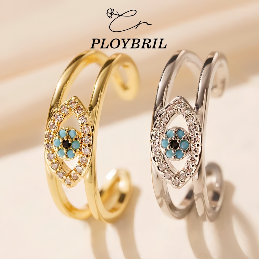 PLOYBRIL 🚀แหวนเปิดได้ลายตา Evil Eye วงแหวนนำโชค เครื่องรางส่วนบุคคล สวมใส่ได้หลายแบบ ของขวัญแห่งความ J012