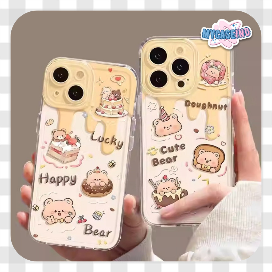 BEAR ANGEL EYE PRINTING กรณี oppo Reno realme 7 5g a17 a57 2022 a58 4G a15 a16 a16k a16e a1k c2 a31 