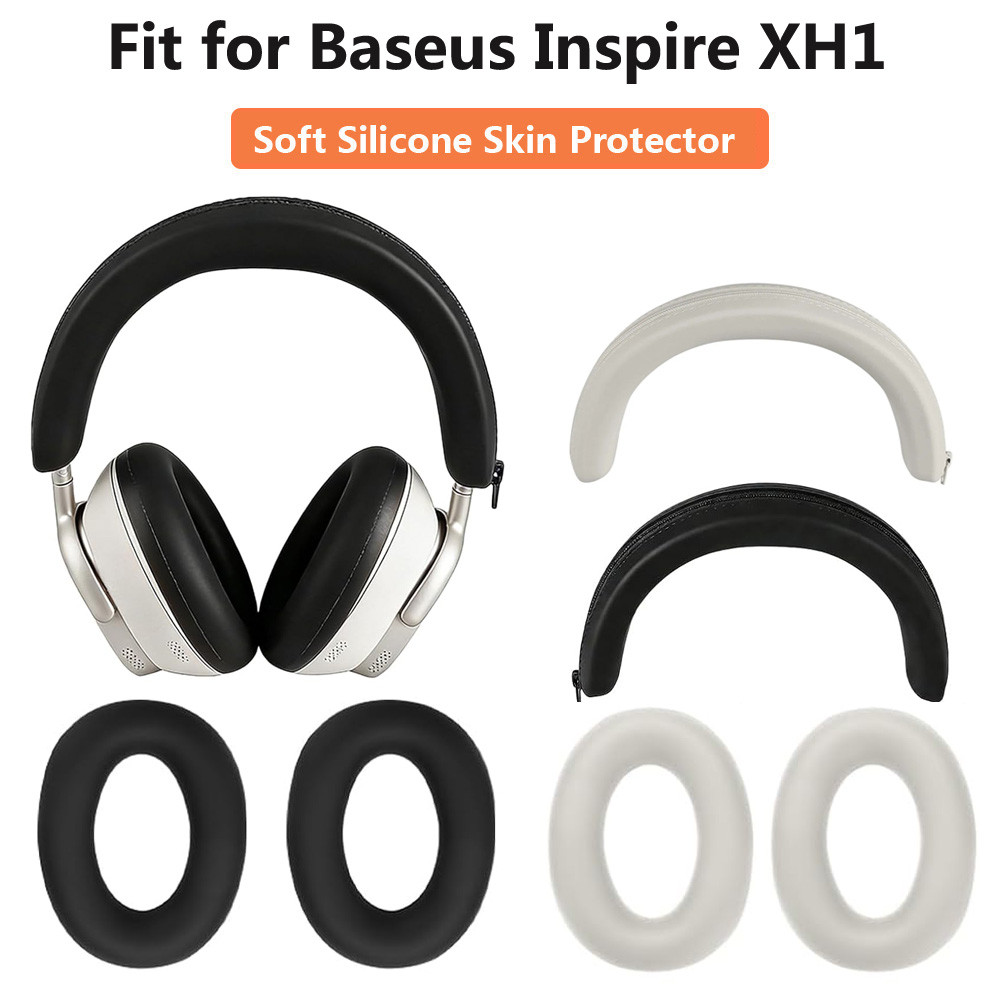 BASEUS 2ชิ้น/เซ็ตซิลิโคนแผ่นรองหูฟังครอบคลุมสําหรับหูฟัง เบส สร้างแรงบันดาลใจ XH1,ซิลิโคนคาดศีรษะแผ่นรองหูฟังนุ่มผิวป้องกัน