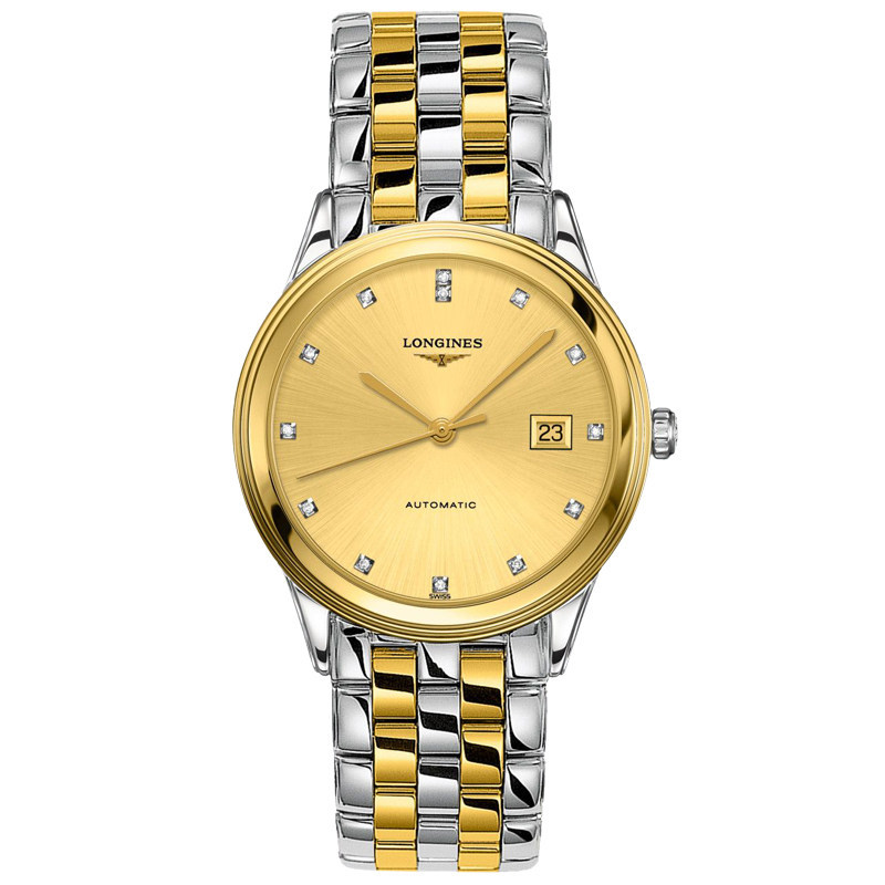 แอลจีแอล Longinesese Watch Army Flag Real Diamond Gold-Plated Mechanical Mens Watch L4.974.3.37.7