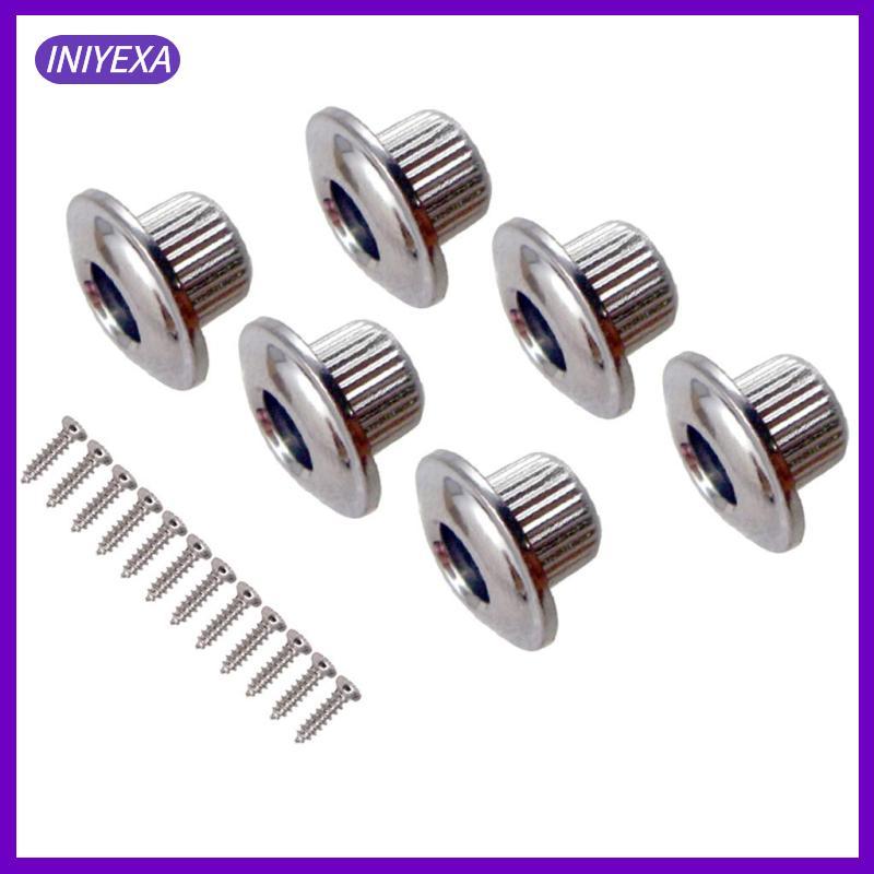 [Iniyexa] 6 PC Guitar Original Bushing Nut Guitar Tuner Nut Electric Guitar Part Silver