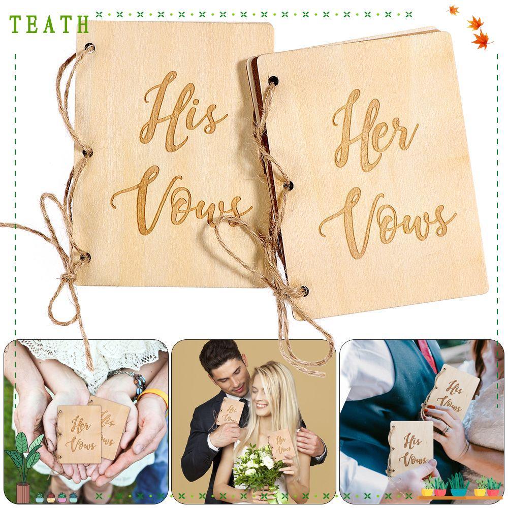 TEATH 2 ชิ้น/เซ็ตแต่งงาน Vows หนังสือเล่มเล็กกระดาษคราฟท์ Party Supply หมั้น Her & His Vows