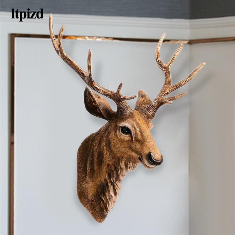 Garende ติดผนังหัวกวางตกแต่งเรซิ่นสีน้ําตาลกวาง Buck หัวปลอมหัวสัตว์