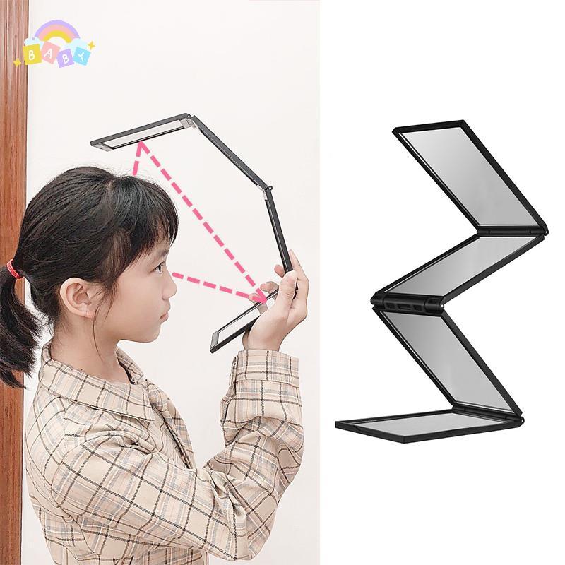 [BB-ที] กระจก 4 ทาง 360 องศามือถือเดสก์ท็อปแบบพกพาพับกระจกแต่งหน้าสําหรับตนเองตัดผมกระจกแต่งหน้าเครื่องมือความงามใ