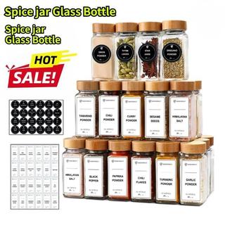 4 oz Bamboo Lids Glass Spice Jars 120ML Spice Seasoning Container Square Storage Jars