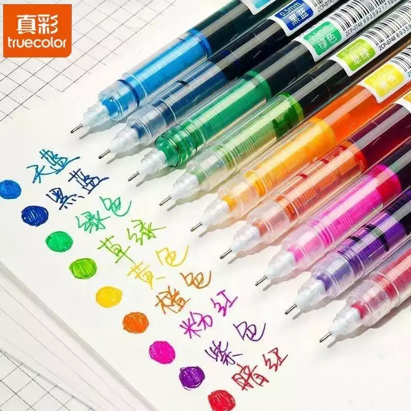 【🔥Truecolor】ปากกาเจล 0.5 มม. ปากกาโรลเลอร์ 8 สี ราคาถูก เขียนลื่น แห้งไว ปากกาเจลหลากสี ความจุขนาดใหญ่ สำหรับการทดสอบ ปากกาเจลสี