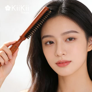KiiKii หวีขนหมูป่า 3แถว หวี หวีปลายแหลม หวีจัดแต่งทรงผมมืออาชีพ ไม้จริง ด้ามไม้ ผมตรงแก้ผมพันกัน
