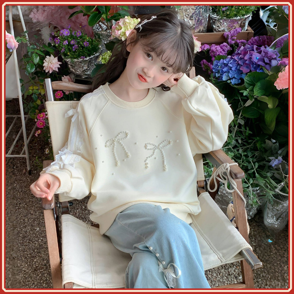 [สไตล์เย็น] เสื้อสเวตเตอร์เด็กผู้หญิงฤดูใบไม้ผลิฤดูใบไม้ร่วงสไตล์ ทั้งหมด-จับคู่ สไตล์ตะวันตกเสื้อผ้
