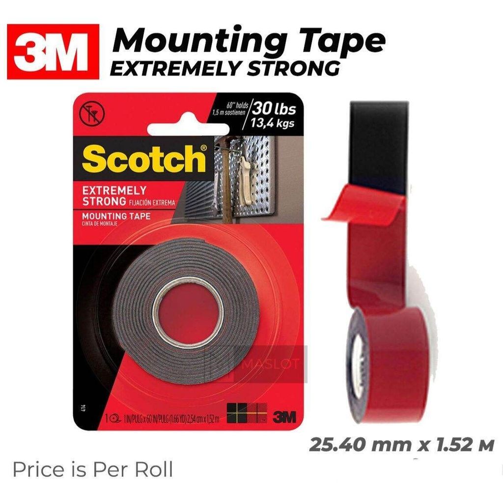 3M Scotch 414P Extreme Strong Mounting Tape เทปสองด้าน 25.4 มม. x 1.5 เมตร / ใหม่ 414-S19 19 มม. x 1