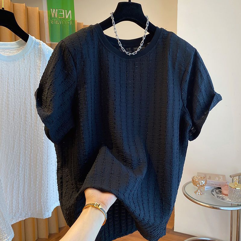 เสื้อยืดแขนสั้นผู้ชาย Street Wear High-End Casual คอกลม Ruffian หล่อสบายๆครึ่งแขน Top Niche บางเสื้อ