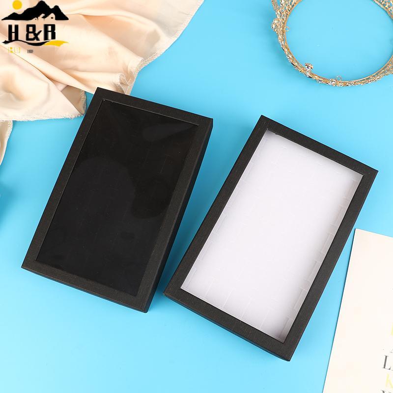 H&B 36-Slot เครื่องประดับแหวนกล่องถาด Organizer ต่างหู Trinket แสดงกรณีกํามะหยี่ Organizer กล่องเก็บ