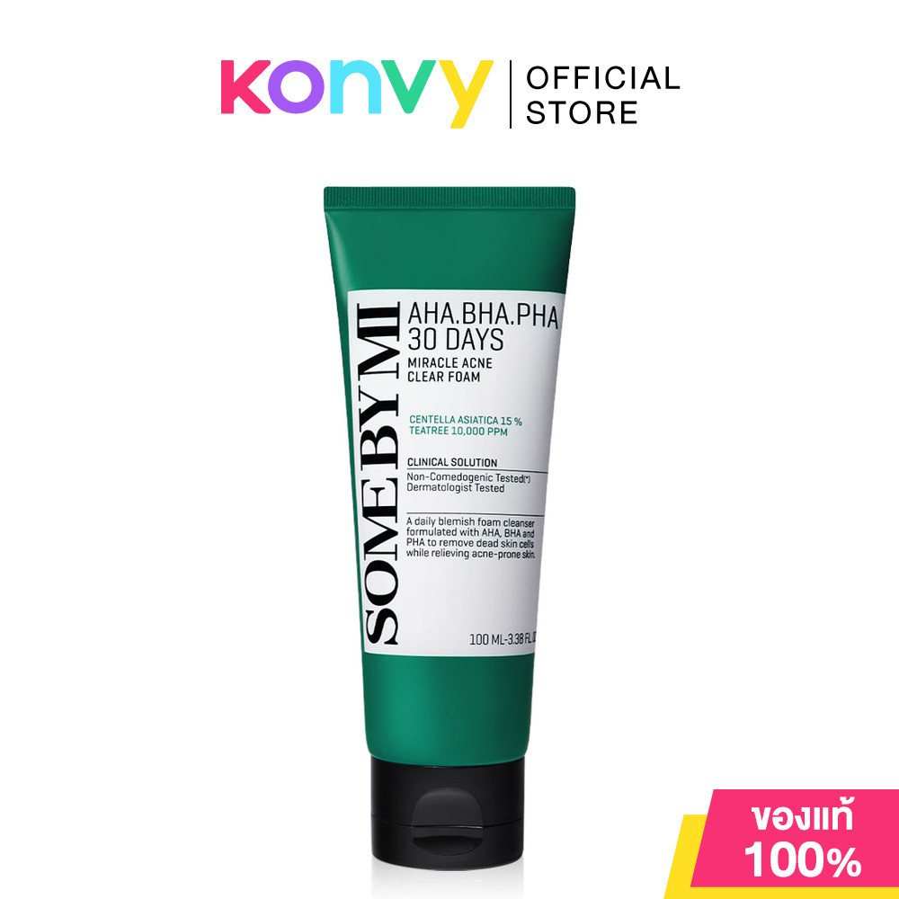 SOME BY MI AHA-BHA-PHA 30 Days Miracle Acne Clear Foam 100ml โฟมล้างหน้า ซัมบายมี ทำความสะอาดล้ำลึก.