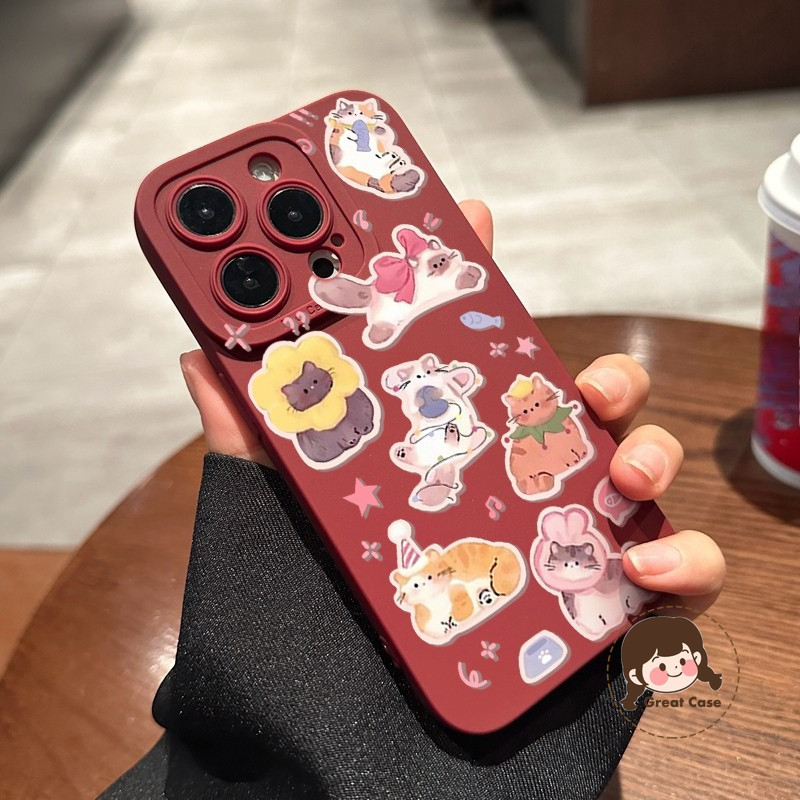 สติกเกอร์น่ารักแมวเคสโทรศัพท์สําหรับRealme 9 Pro Plus 8 7 6 5 Pro 8s 8i 7i Global 6s 5s 5i 6i P1 5G 