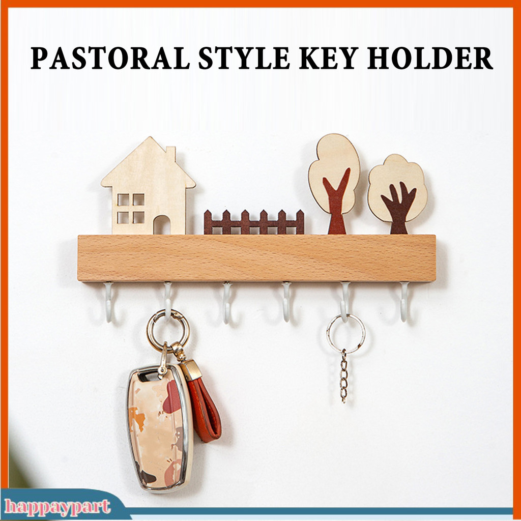 KA* ติดผนังผู้ถือกุญแจตะขอเก็บกุญแจไม้ชนบทแขวนกุญแจ 6 ตะขอ – ติดผนังรายการออแกไนเซอร์สําหรับผ้าพันคอ