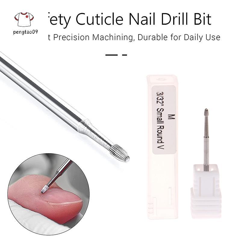 Pengatao09 Safety Nail Drill Bits ทังสเตนคาร์ไบด์เจาะ Bit Cuticle Remover 3/32 "สําหรับเครื่องตะไบเล