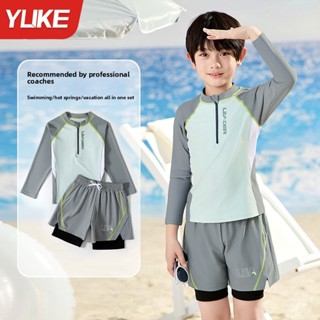 YUKE ชุดว่ายน้ำ 2 ชิ้น ไซส์บวกสำหรับเด็กผู้ชาย ป้องกันแสงแดด…