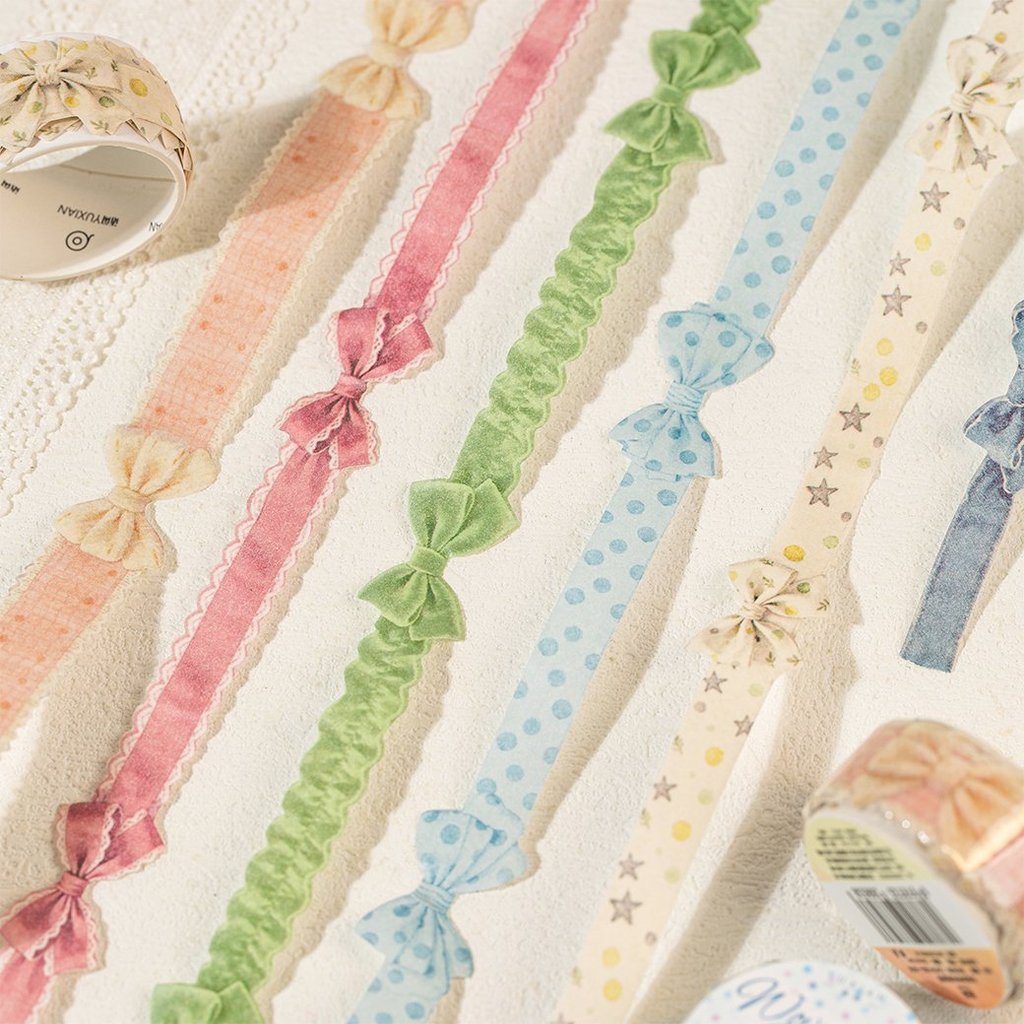 โบว์รูปแบบ Washi เทปตกแต่งกระดาษกาวสําหรับศิลปะ DIY งานฝีมือวารสารวางแผนสมุดภาพห่อ