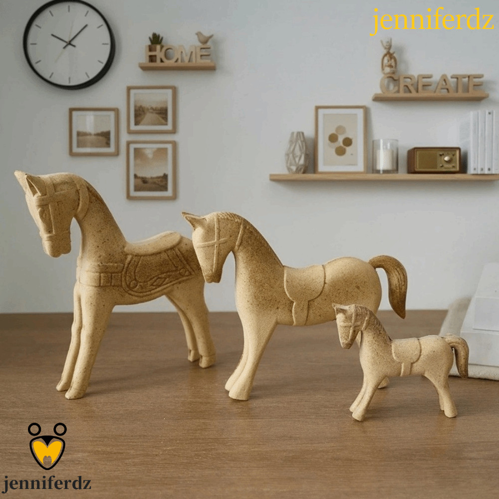 JENNIFERDZ ม้าไม้, Handmade Farmhouse สไตล์ Unpainted Horse รูปปั้น, ประติมากรรมสัตว์ DIY วาด Vintage แกะสลักออกแบบภาพวาดรูปม้ากิจกรรมงานรื่นเริง