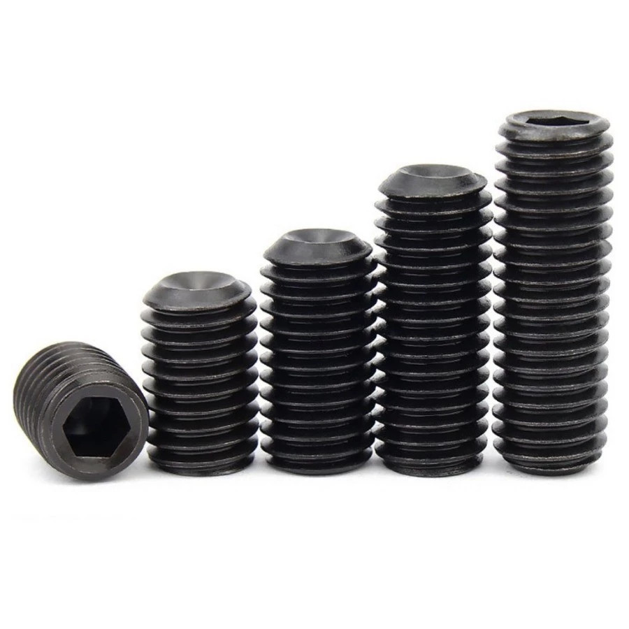 M10 M12 M14 M16 12.9 ชุบดำ ตัวหนอน หกเหลี่ยม ปลายตัด เกลียวมิล สกรู เกรดแข็งพิเศษ Hex Socket Set Scr