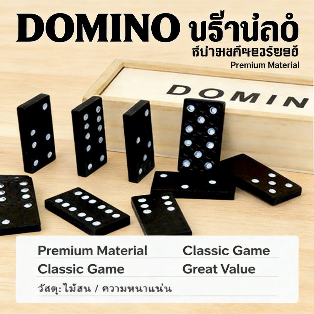 ขนาดมาตรฐานกล่องไม้โดมิโน่ราคาสุดคุ้มเกมส์ตัวต่อ28ชิ้นDOMINO