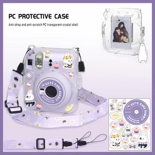 For Mini 11 Case Mini 12 ชุดเคสป้องกันกล้อง 3 in 1 ประกอบด้วย สายคล้อง เชือก สติกเกอร์ และเคสใส กันกระแทกและทนทาน