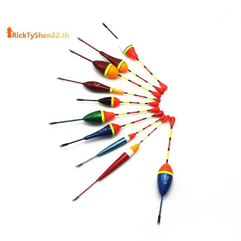 RickTyShen ชุดทุ่นลอยตกปลา 1/10 PCS สีหลากหลาย สำหรับอุปกรณ์ตกปลา