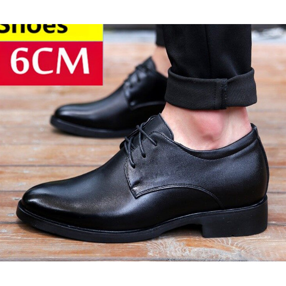 Elevator Shoes Height Shoes Men Leather Shoes Business 6CM  Wedding Formal Plus Size 37-43