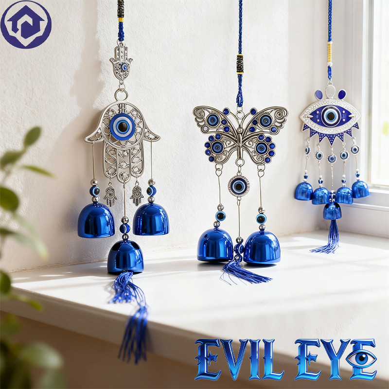 กระดิ่งลมฮวงจุ้ย EVIL EYE ตาปีศาจสีฟ้า เรียกทรัพย์ ขับไล่สิ่งชั่วร้าย เสริมดวง ตกแต่งบ้าน