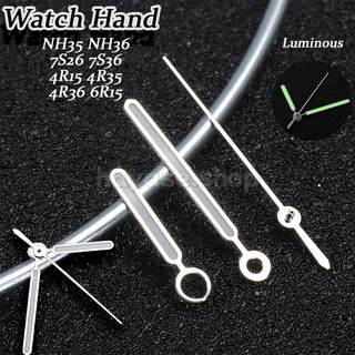 Luminous Silver สแตนเลสนาฬิกามือสําหรับ NH35 NH36 7S26 7S36 4R15 4R35 4R36 6R15 Moment 3 มืออุปกรณ์เสริมซ่อมเครื่องมือ