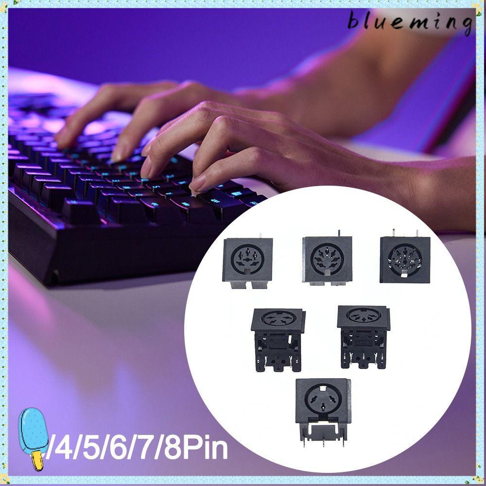 BLUEMING DIN Mini Jack, 4P/5P/6P/7P/8P PCB แผง Mount 4 5 6 8 เสา DIN หญิงซ็อกเก็ตเชื่อมต่อ, DIN ซ็อก