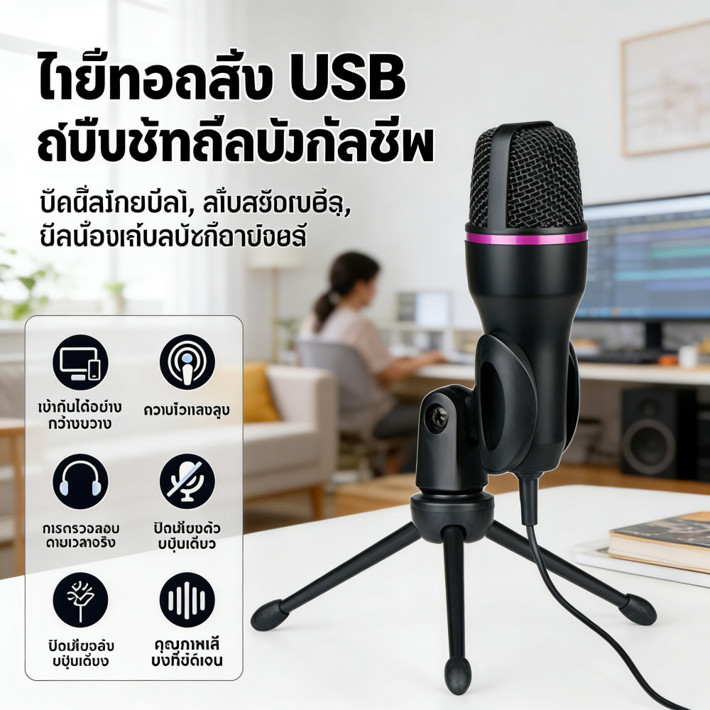 ราคาถูก ME4 ไมค์คอมพิวเตอร์ ไมโครโฟนตั้งโต๊ะ ไมค์ไลฟ์สด ไมค์อัดเสียง LIVE