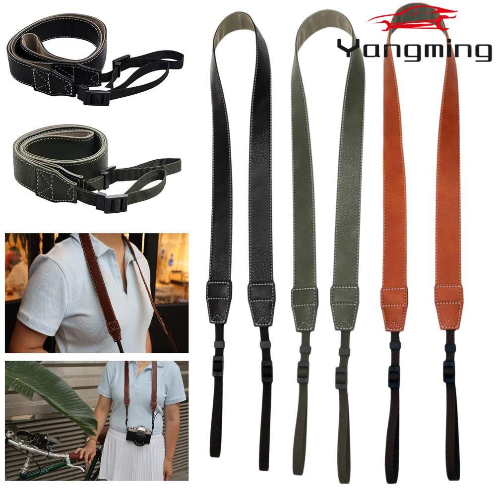 YANGMING Micro Single Strap, Retro PU Leather Camera Shoulder Strap, Universal Adjustable Neck Strap