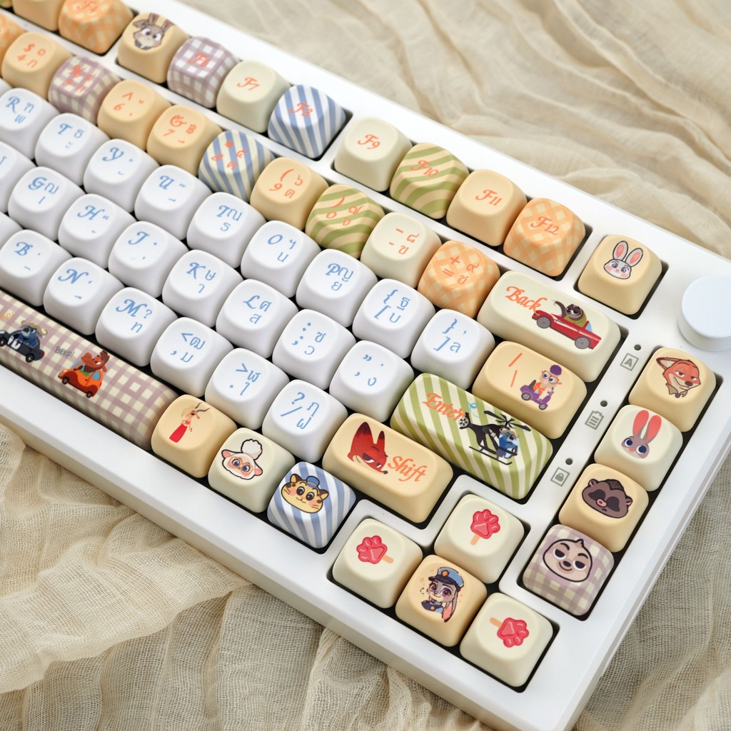 Zootopia Keycaps MOA Profile 130 คีย์ PBT Dye Sublimation Wooting Aula F75 RK100 Mechanical น่ารัก K
