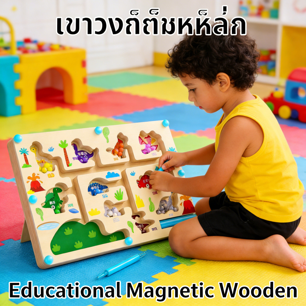แม่เหล็กลูกปัดสีและเกมเขาวงกต คุณเล่นและได้เรียนรู้ผ่านเกมของเล่น ไม้หรือแม่เหล็ก