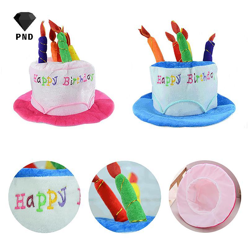 PND เค้กวันเกิดแฮปปี้หมวกเทียน Party Photo Props ผู้ใหญ่เด็ก Headwear คอสเพลย์ตลกของขวัญวันเกิดผมตกแ