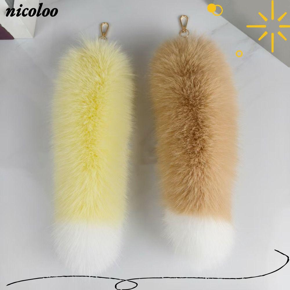 NICOLOO Therian Tail Bag Charms, Warm หนา Faux Fur Tail พวงกุญแจ,น่ารัก Soft Plush ขนาดใหญ่ Fluffy F