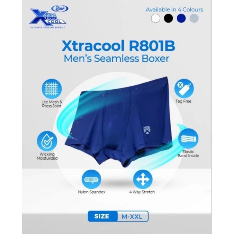 กางเกงบ็อกเซอร์ Rider XtraCool 1 ชิ้น R801BW R802BW R803BW (TwinFortune)