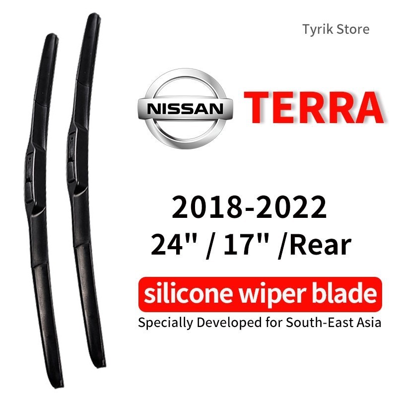 (หน้า/หลัง) Nissan TERRA wiper blade ใบปัดน้ำฝน ชุดสำหรับ 2018-2023 Tera Suv car กระจกหลัง wiper blade ใบปัดน้ำฝน แบบบานาน่า ซิลิโคน
