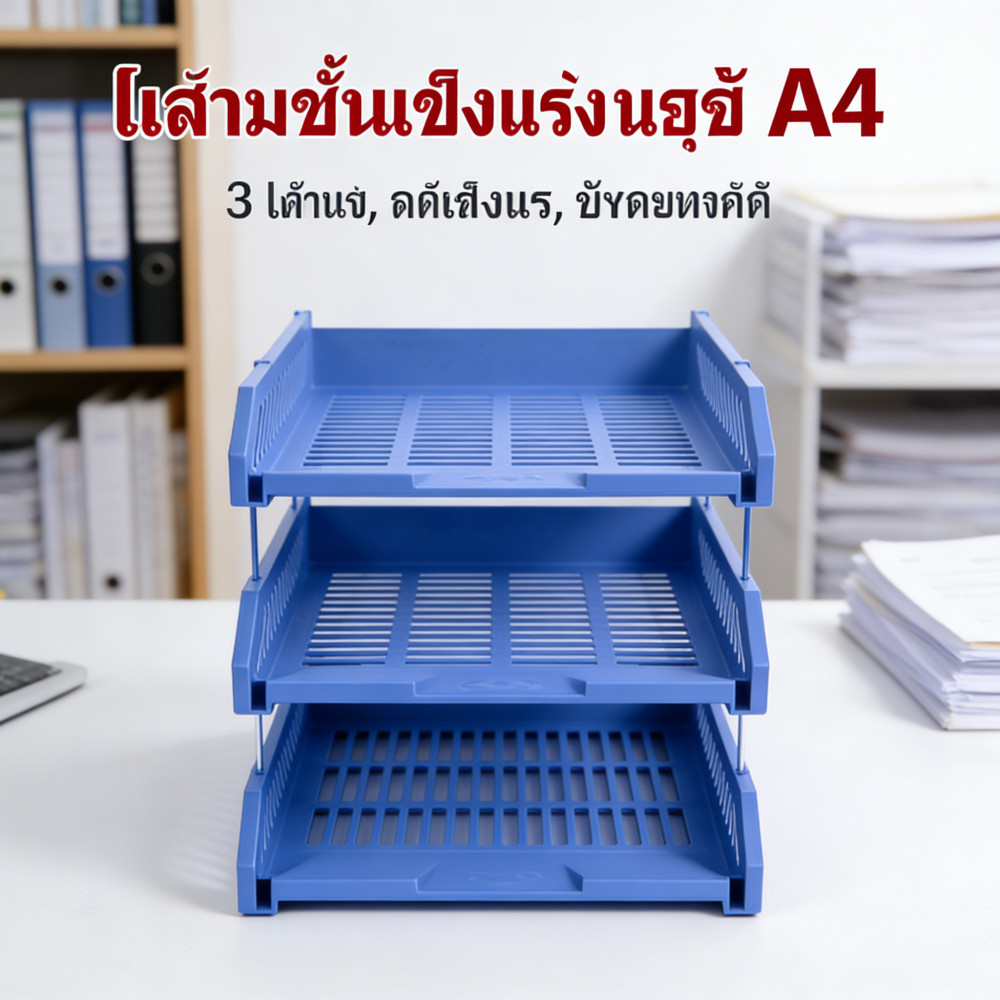 วางเอกสารชั้น A4 ถาดพลาสติก 3 ชั้น ชั้นวางเอกสาร วางเอกสาร