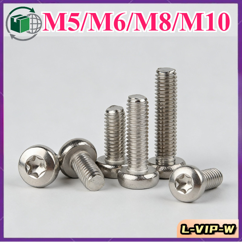 น็อต สกรู หัวกลม P ช่องขัน ดาว ท็อกซ์  เกลียวมิล สแตนเลส 304 Pan Head Torx Machine SUS304/ M5/M6/M8/