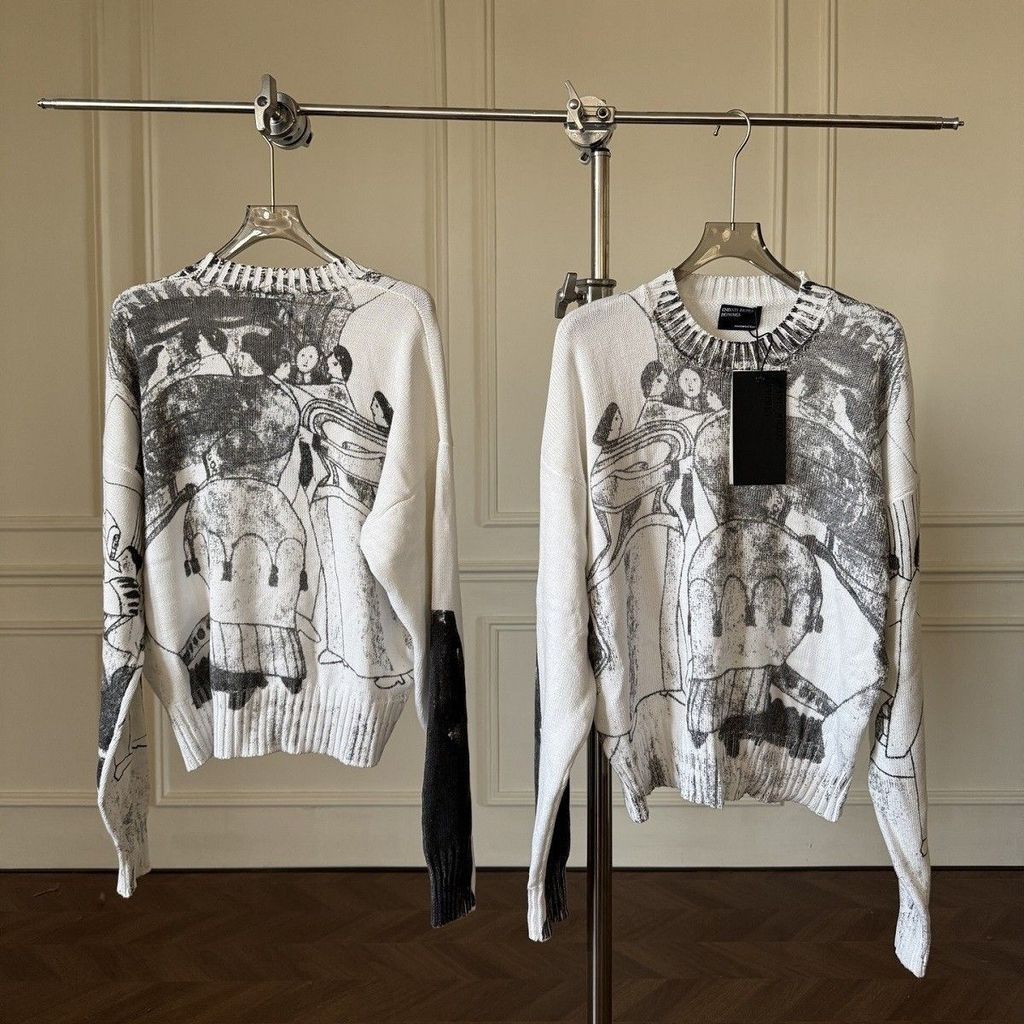 ERD 25SS เสื้อกันหนาวพิมพ์ลายรอบคอดีไซน์มิตรภาพ